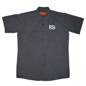 RED KAP RSI The Refrigeration School Short Sleeve Work Shirt Men L Gray